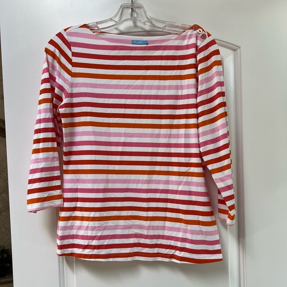 J. McLaughlin Tops - Striped Pink and Orange 3/5 Sleeve Top - Perfect for spring